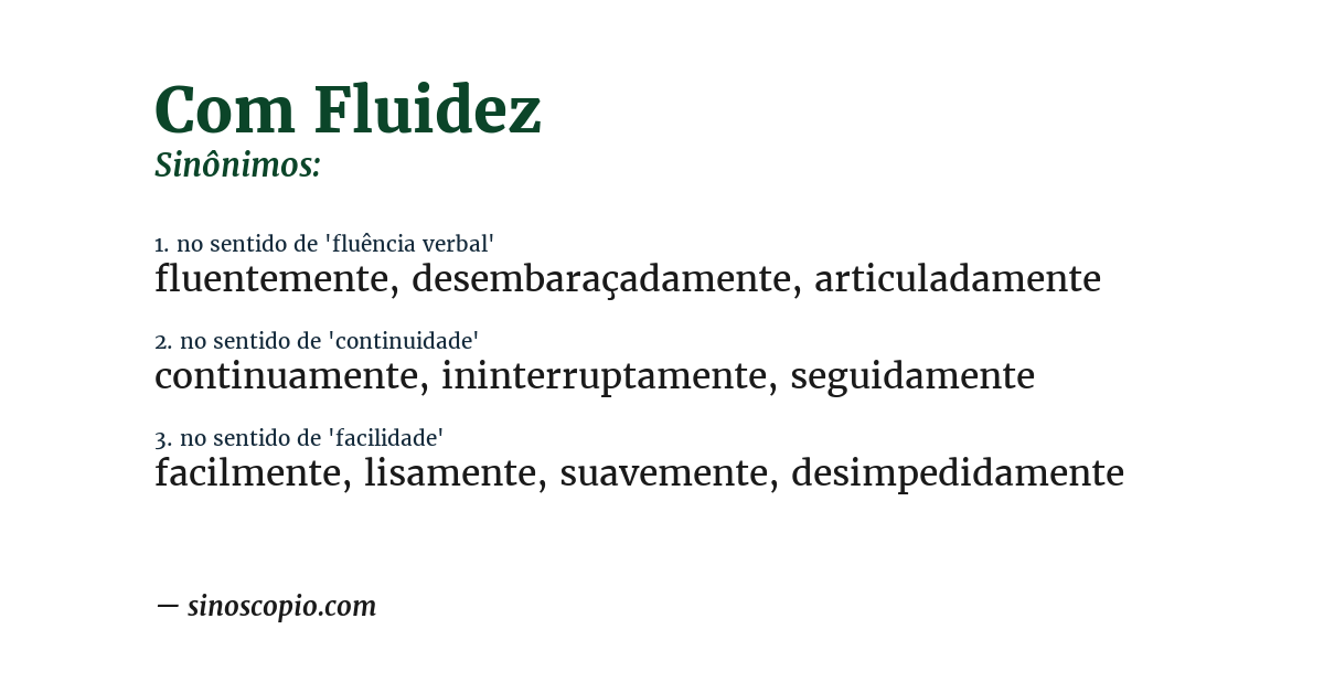 Sinônimo de com fluidez