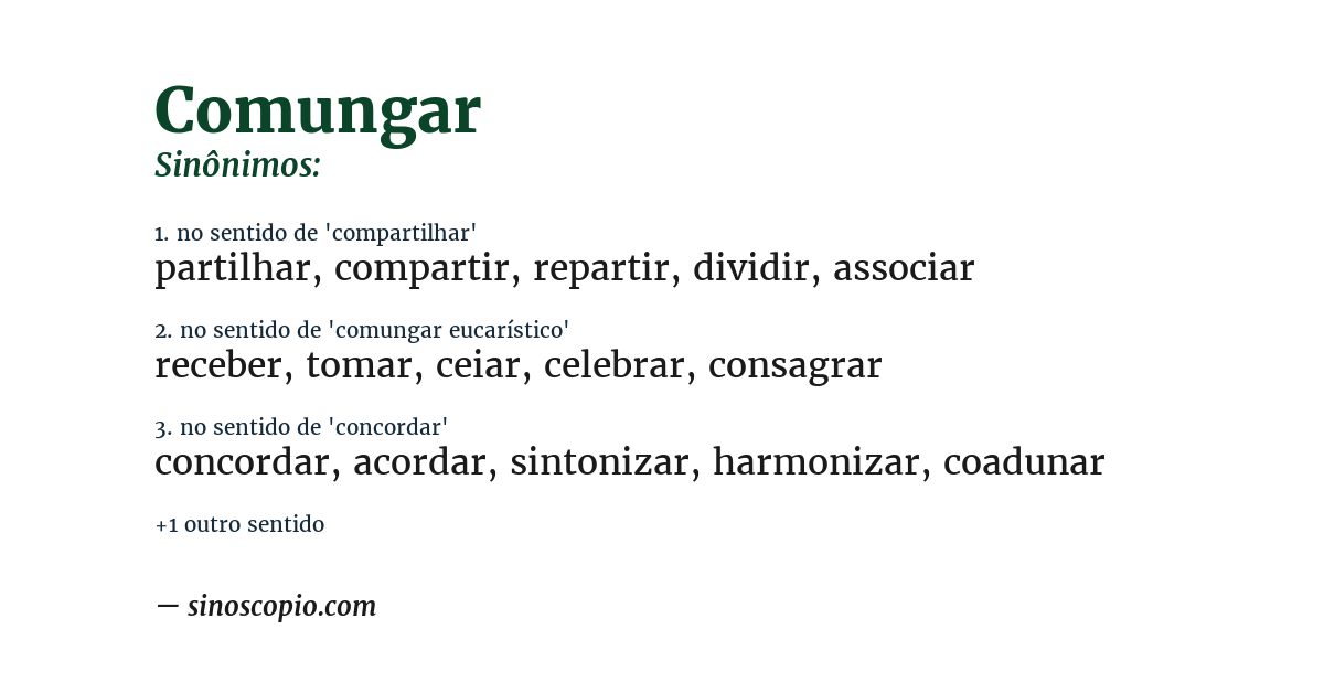 Sinônimo de comungar