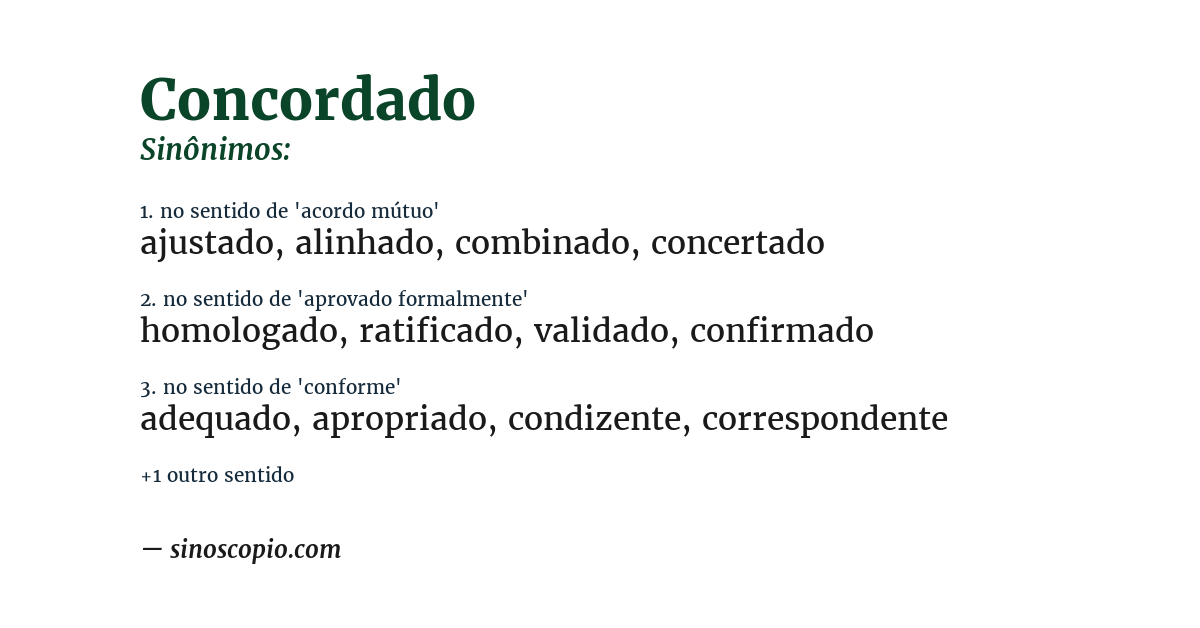 Sinônimo de concordado