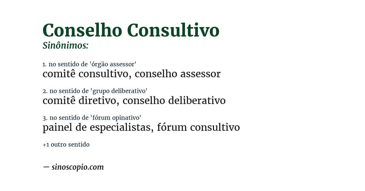 Sinônimo de conselho consultivo