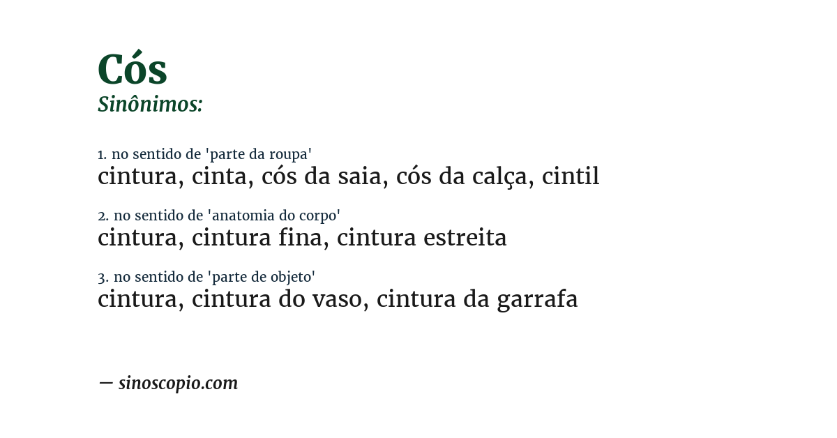 Sinônimo de cós