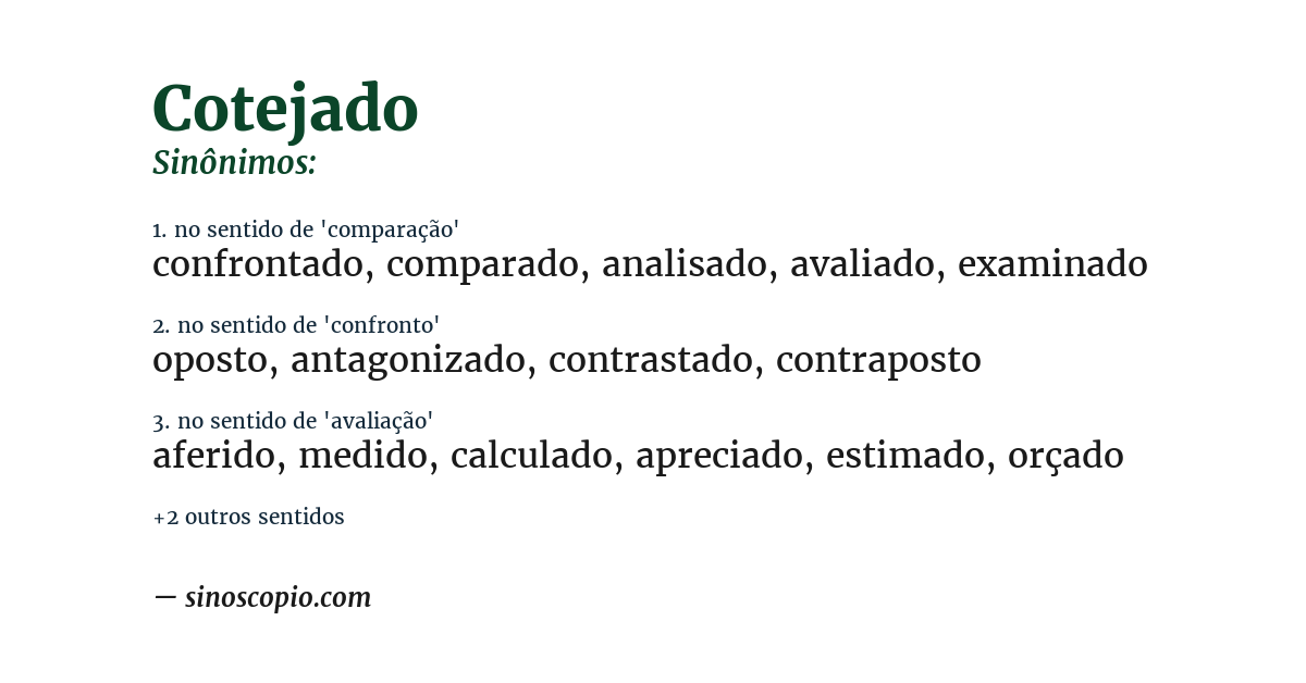 Sinônimo de cotejado