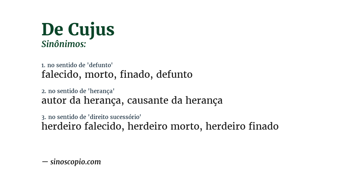 Sinônimo de de cujus