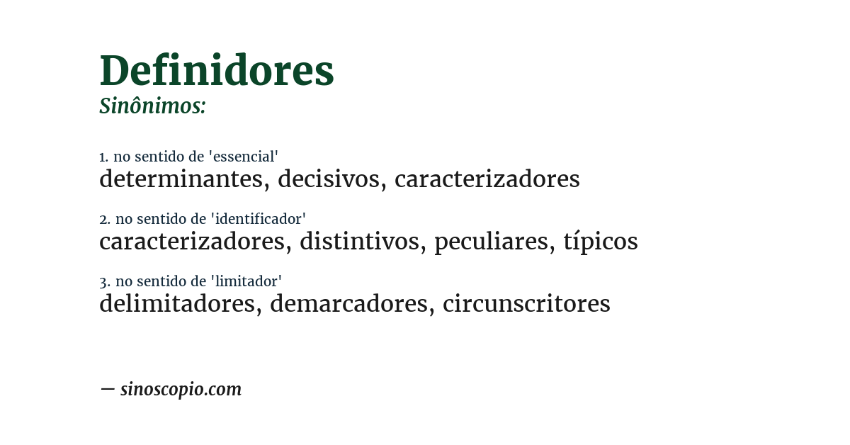 Sinônimo de definidores