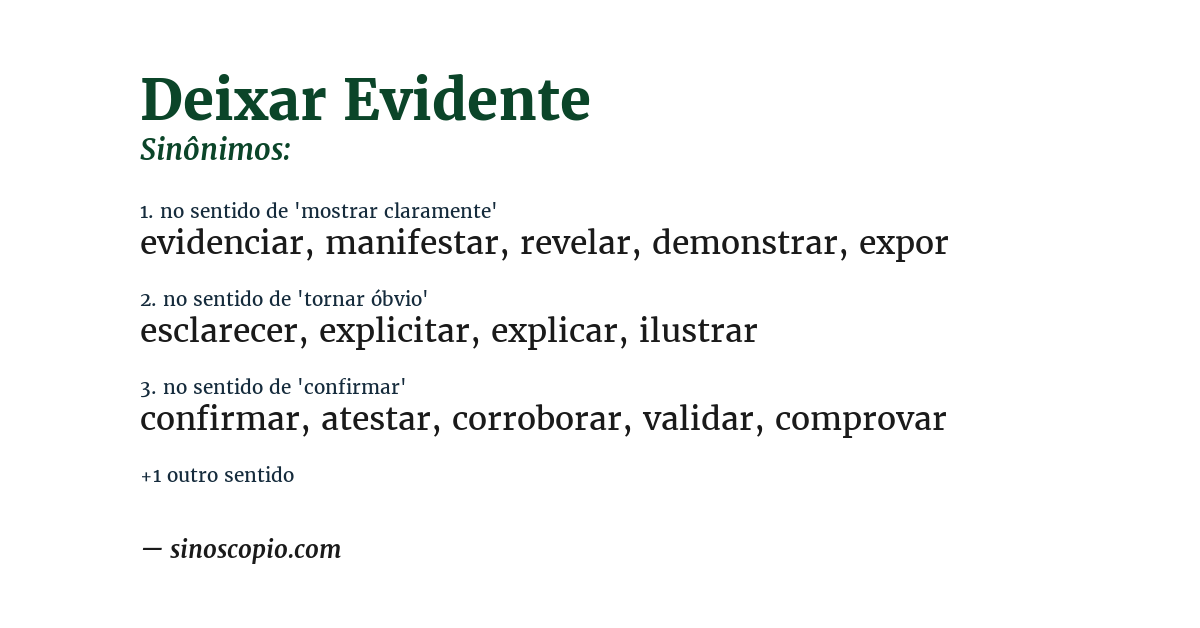 Sinônimo de deixar evidente