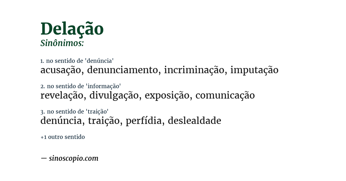 Sinônimo de delação