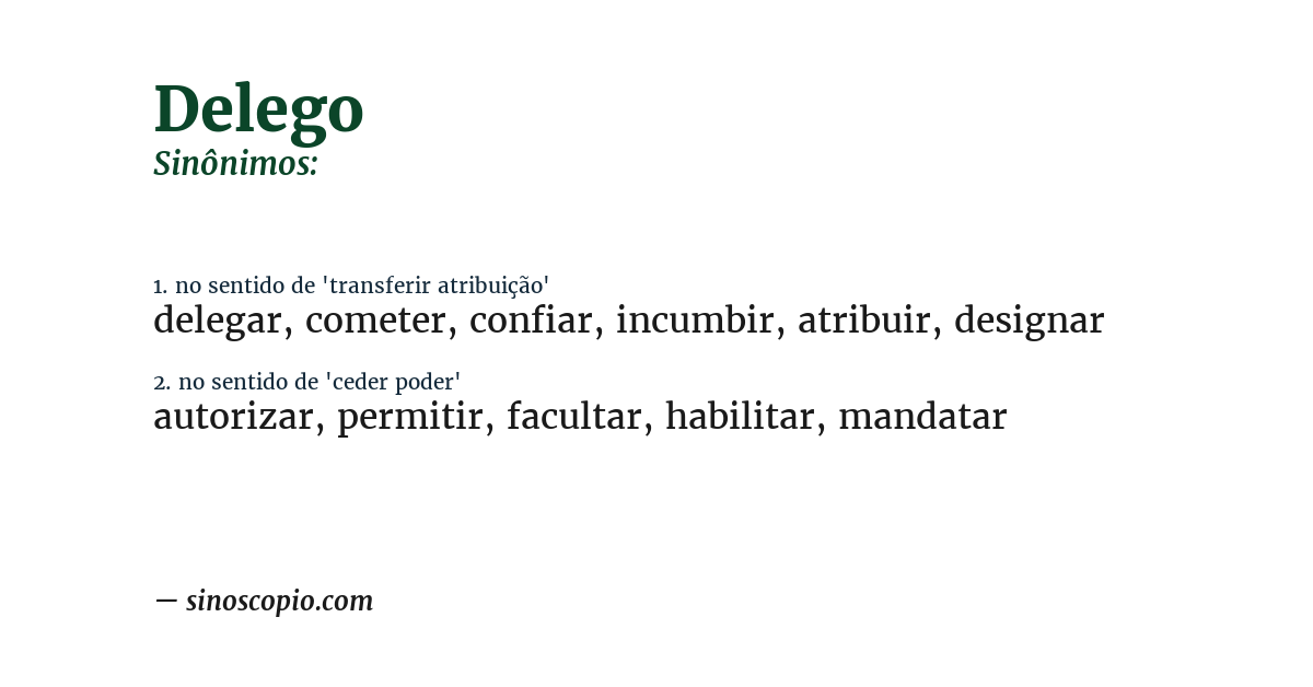 Sinônimo de delego