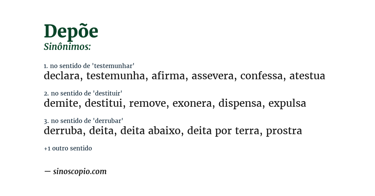 Sinônimo de depõe