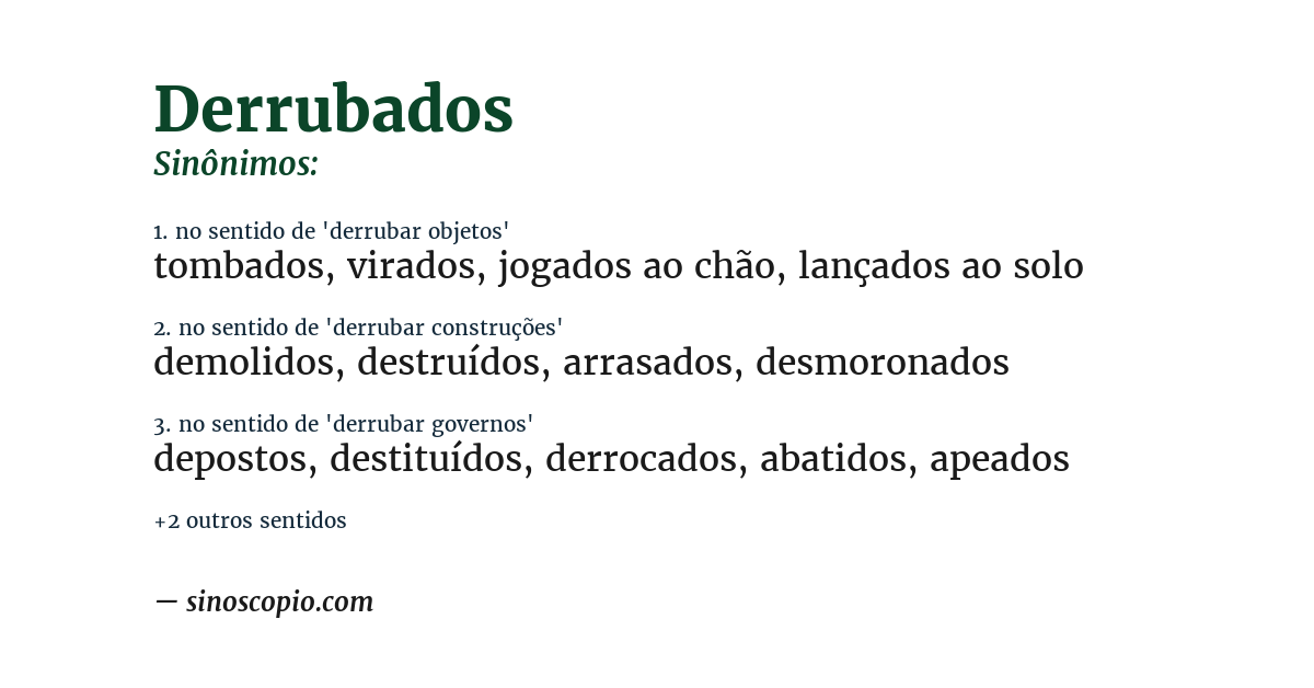 Sinônimo de derrubados