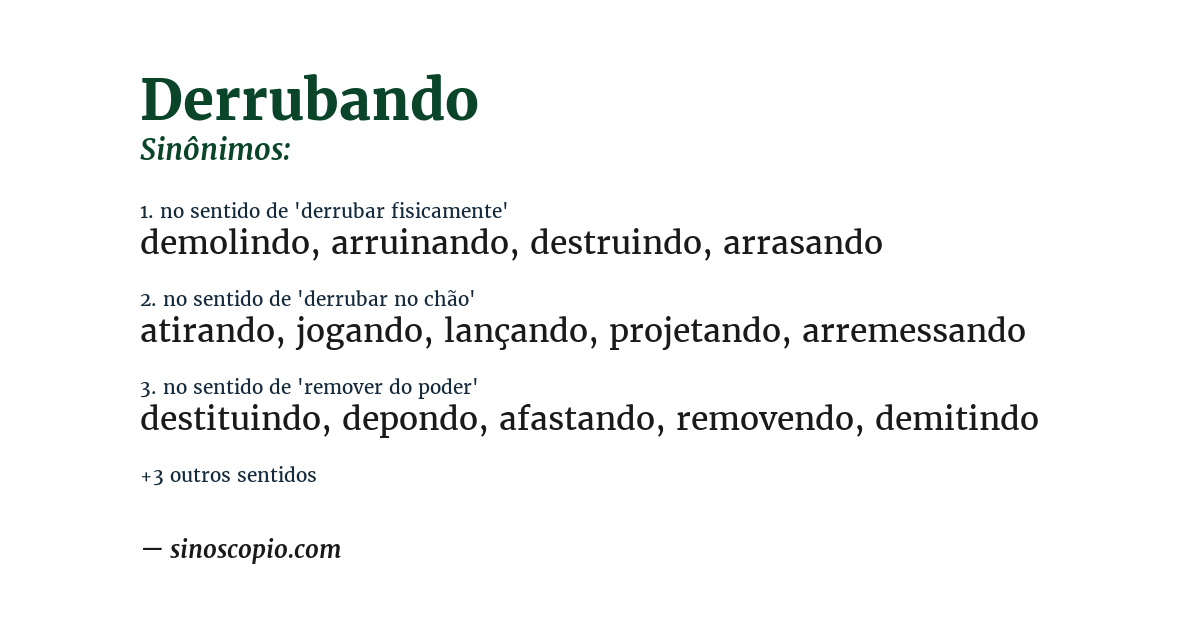 Sinônimo de derrubando