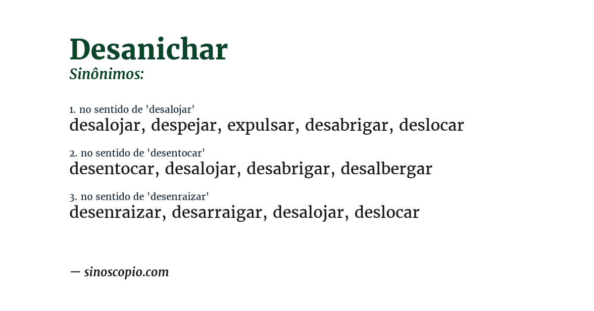 Sinônimo de desanichar