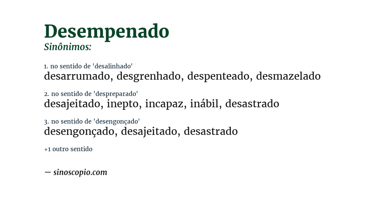 Sinônimo de desempenado