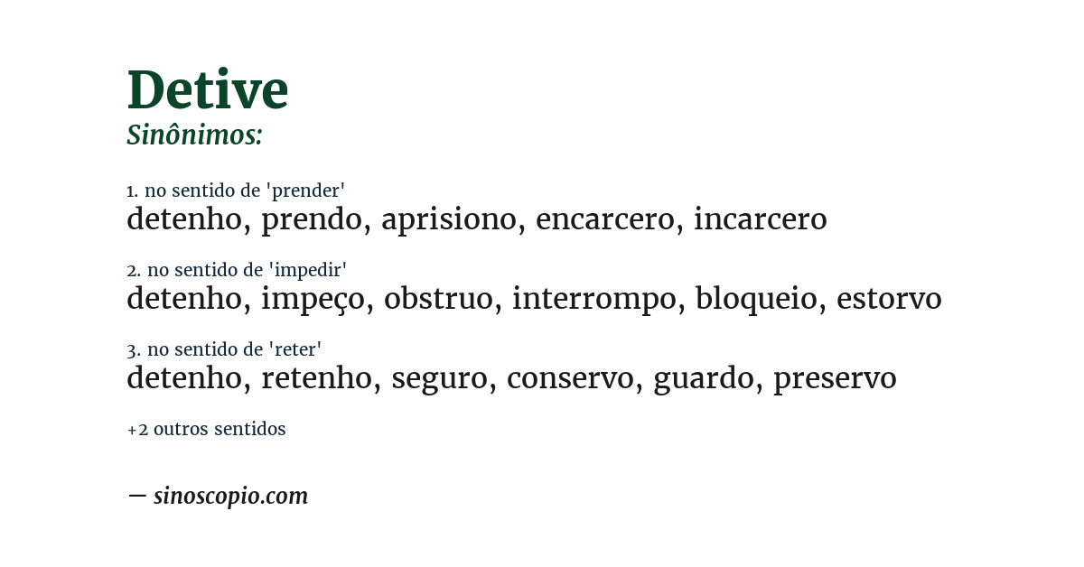 Sinônimo de detive