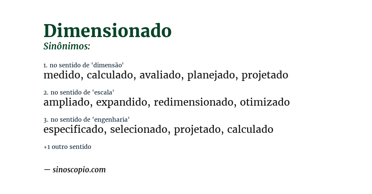 Sinônimo de dimensionado