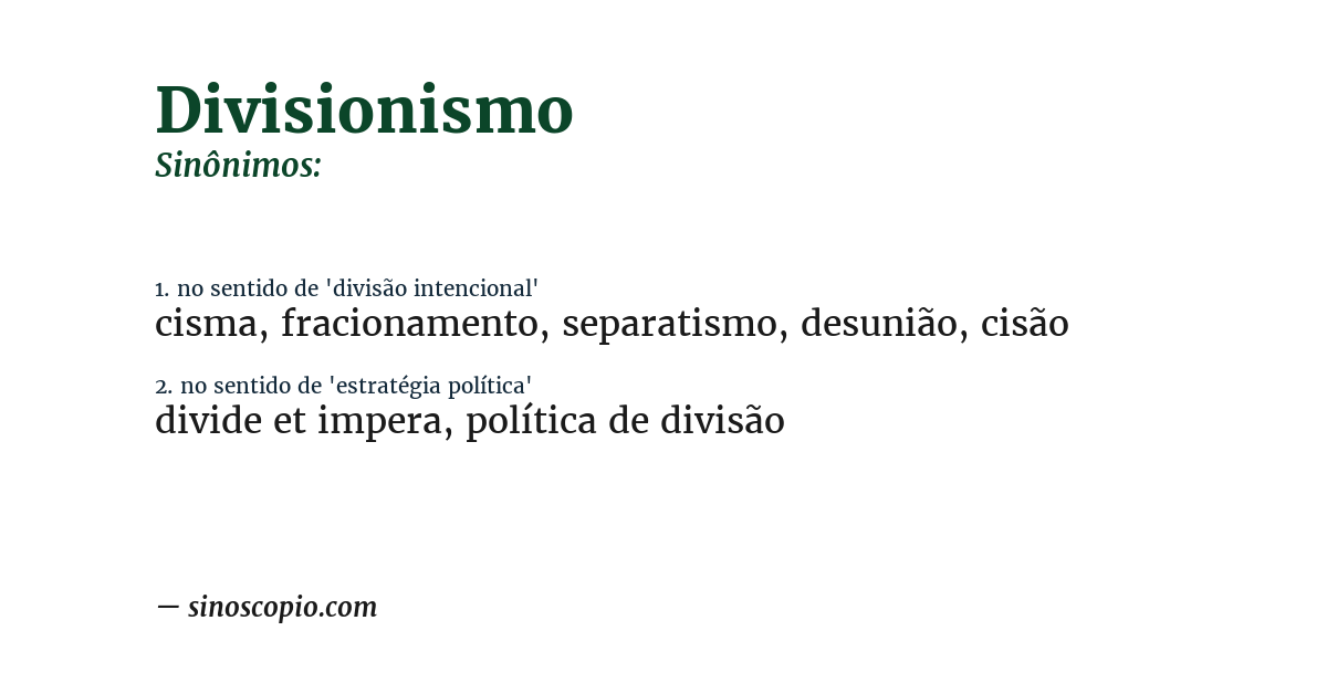 Sinônimo de divisionismo