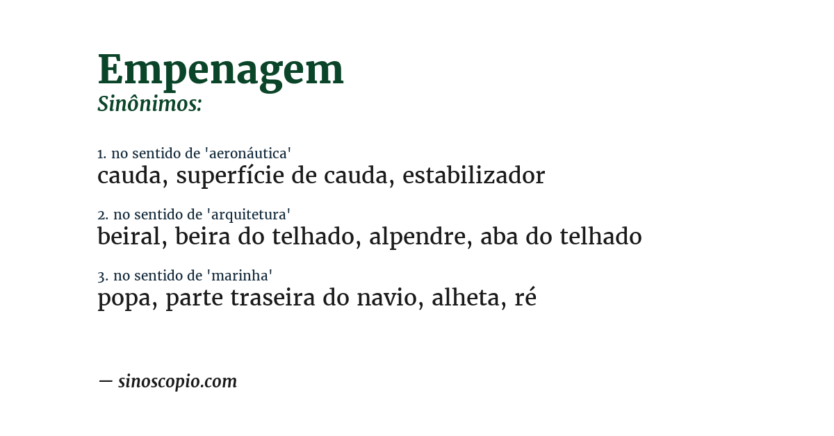 Sinônimo de empenagem