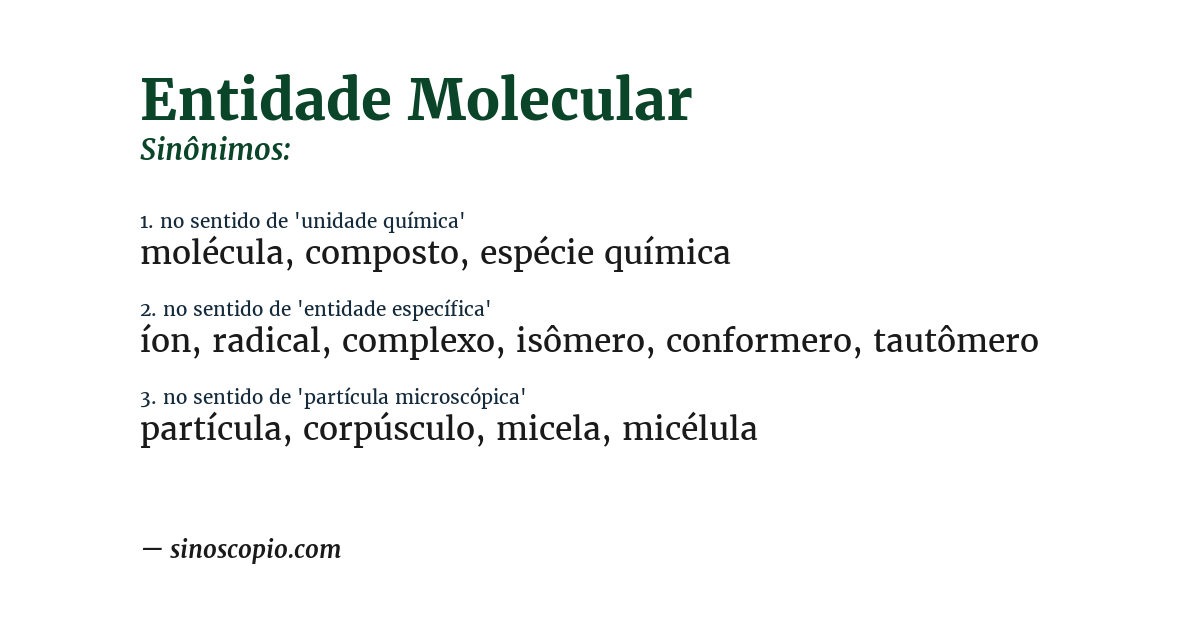 Sinônimo de entidade molecular