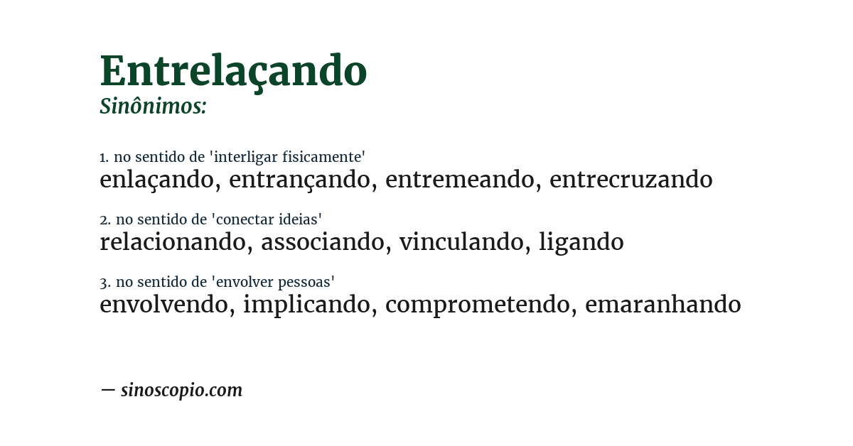 Sinônimo de entrelaçando