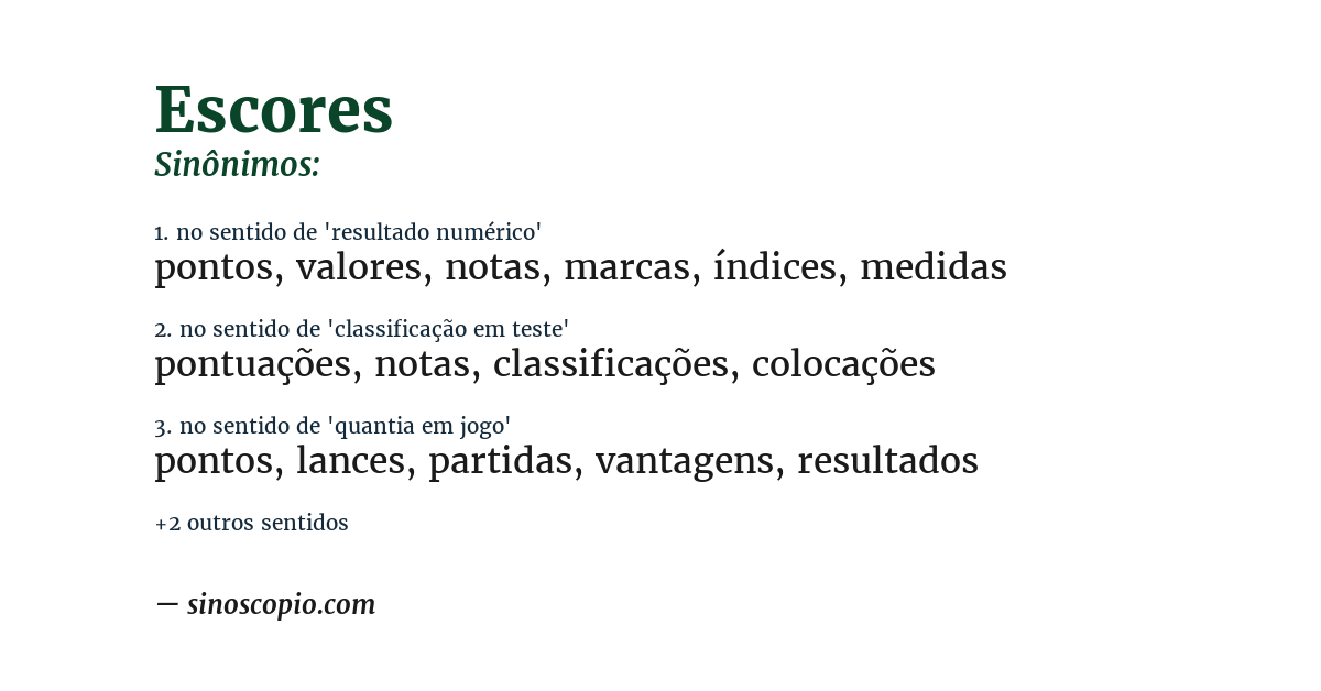Sinônimo de escores