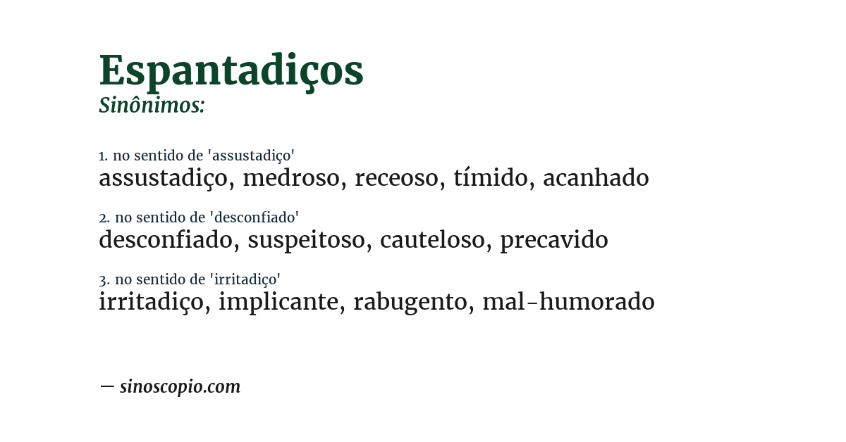 Sinônimo de espantadiços