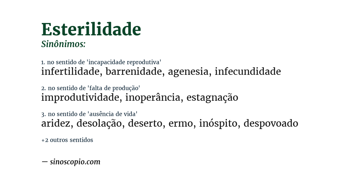Sinônimo de esterilidade