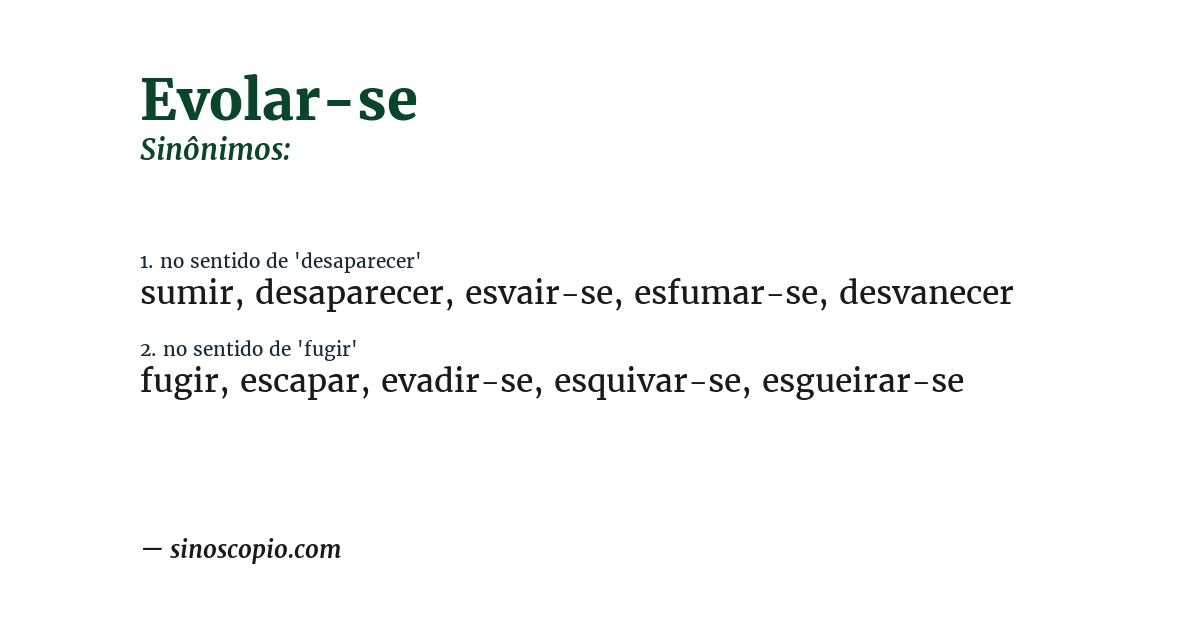 Sinônimo de evolar-se