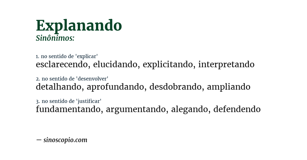 Sinônimo de explanando