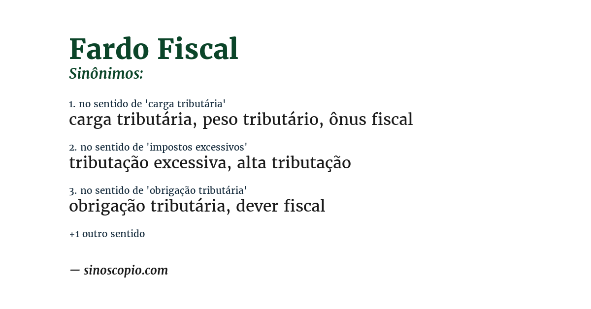 Sinônimo de fardo fiscal