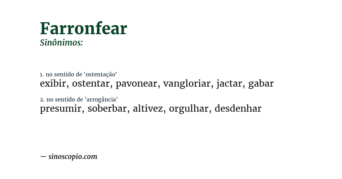 Sinônimo de farronfear