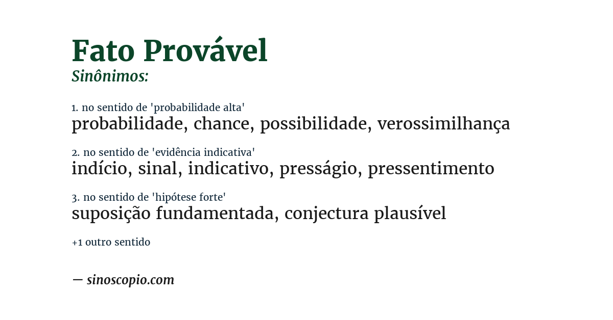 Sinônimo de fato provável