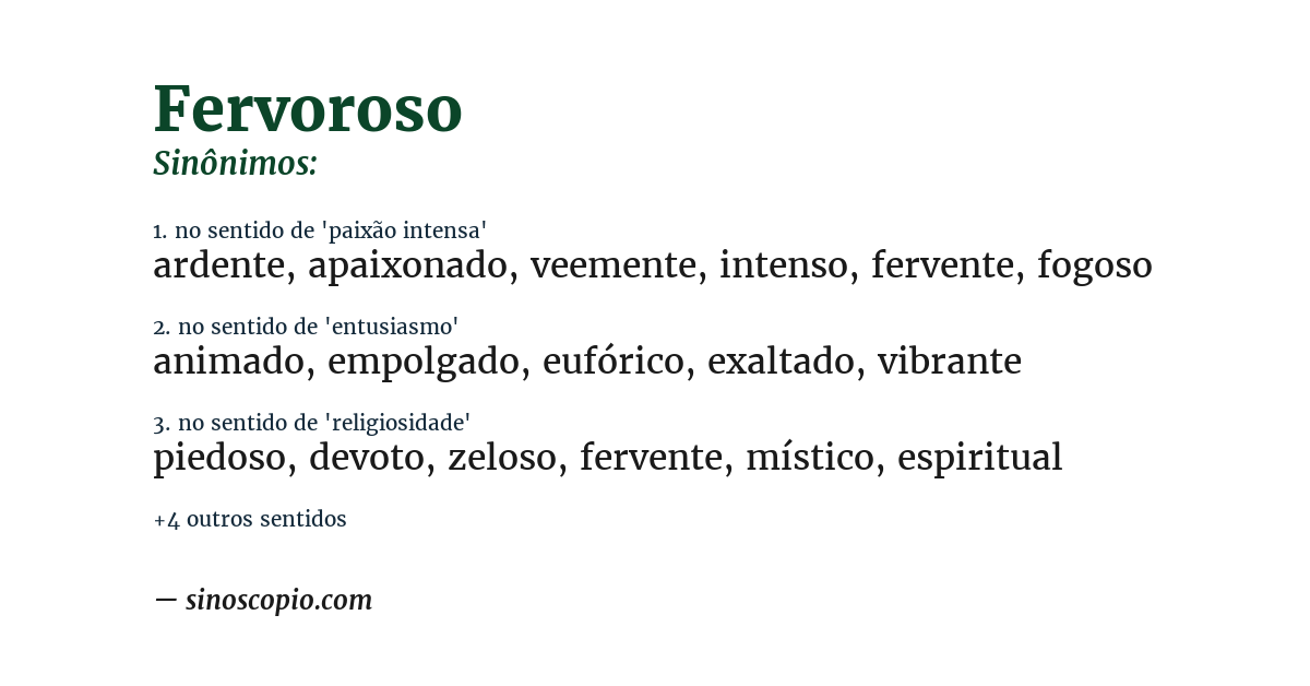 Sinônimo de fervoroso