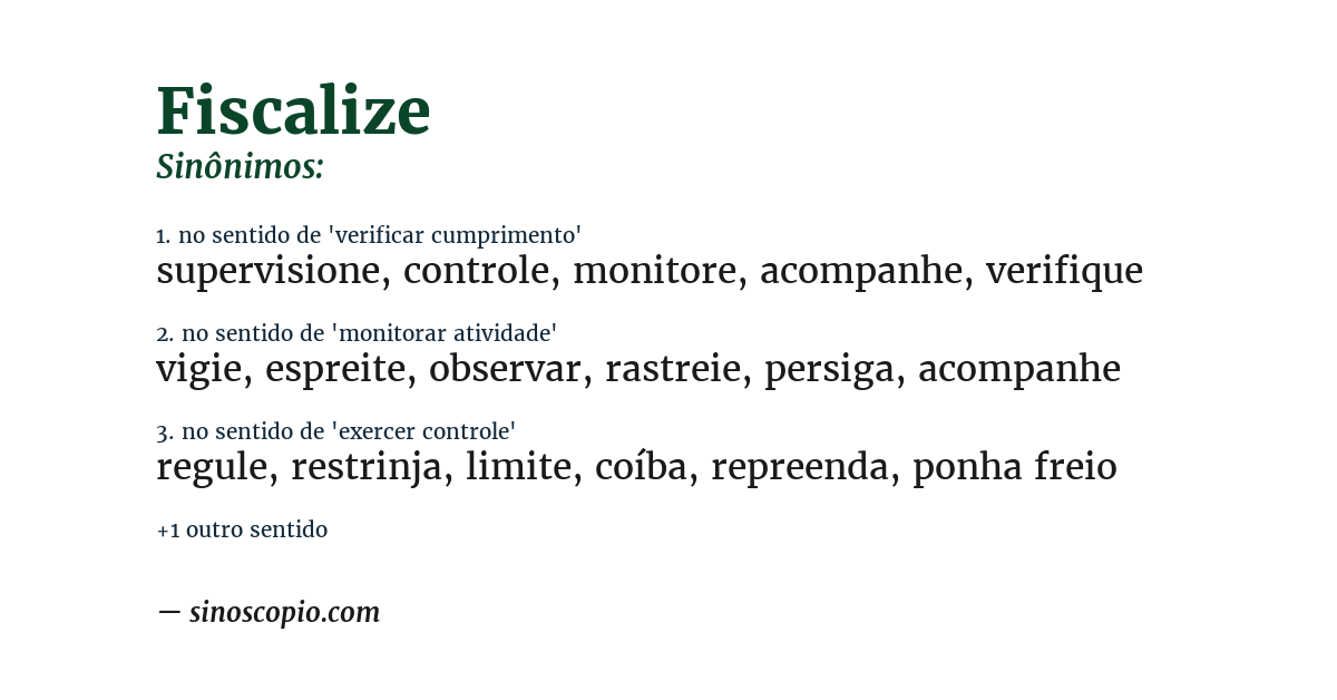 Sinônimo de fiscalize
