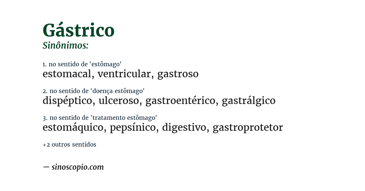 Sinônimo de gástrico