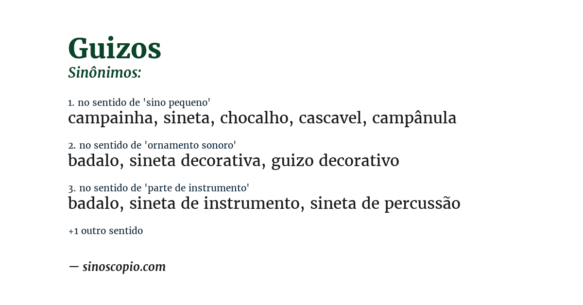 Sinônimo de guizos