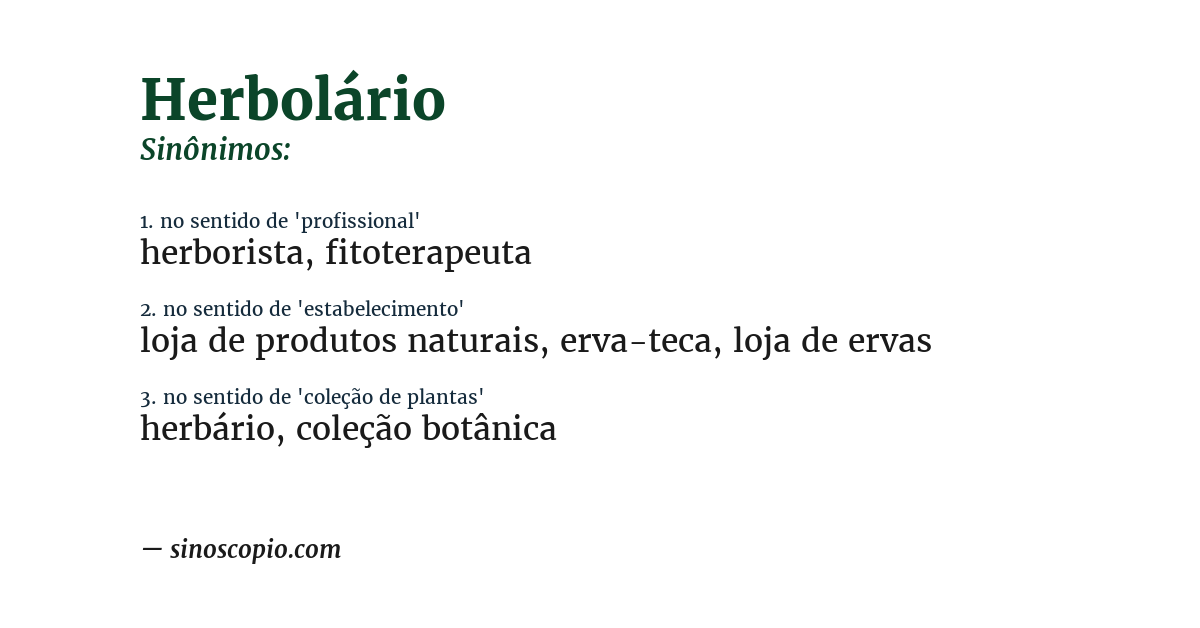 Sinônimo de herbolário