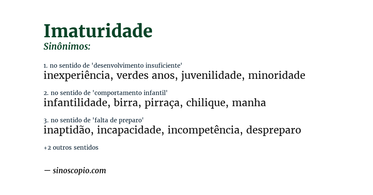 Sinônimo de imaturidade