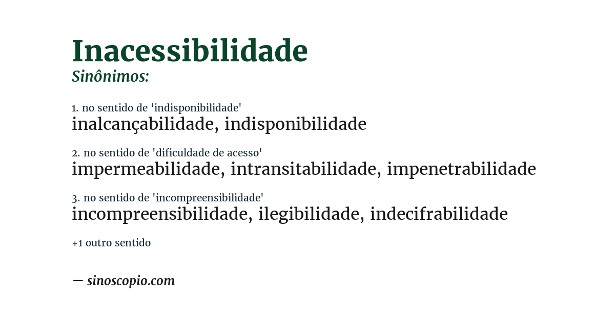 Sinônimo de inacessibilidade