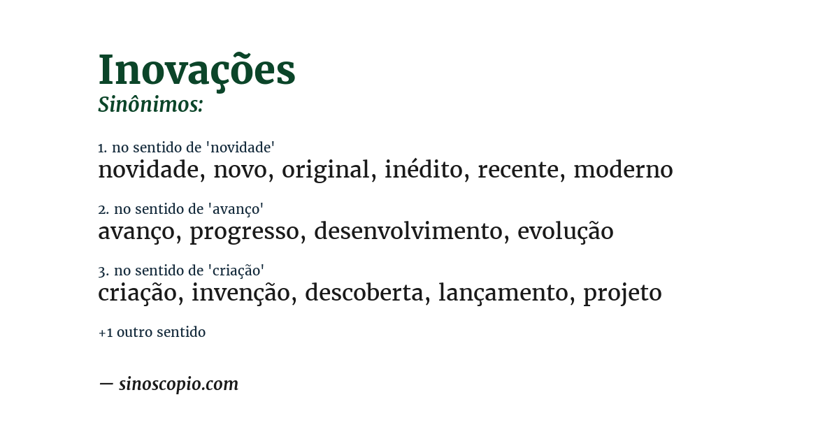 Sinônimo de inovações