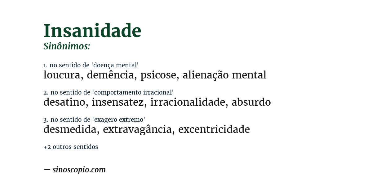 Sinônimo de insanidade