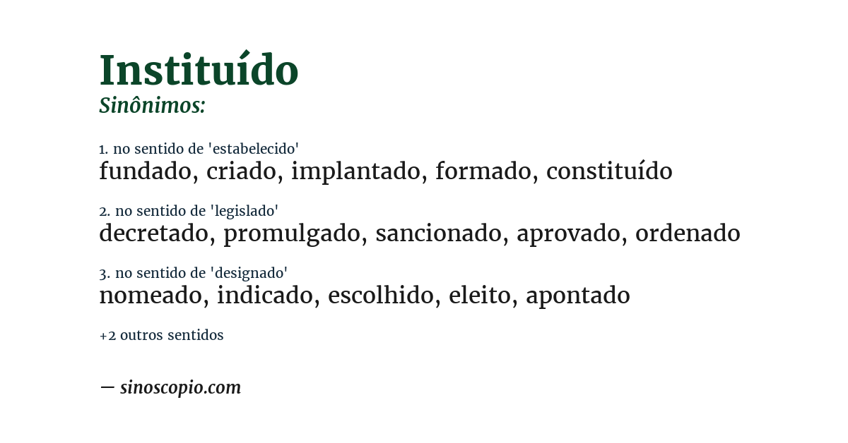 Sinônimo de instituído