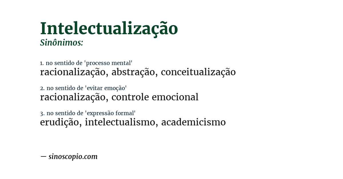 Sinônimo de intelectualização