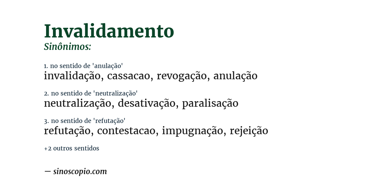 Sinônimo de invalidamento