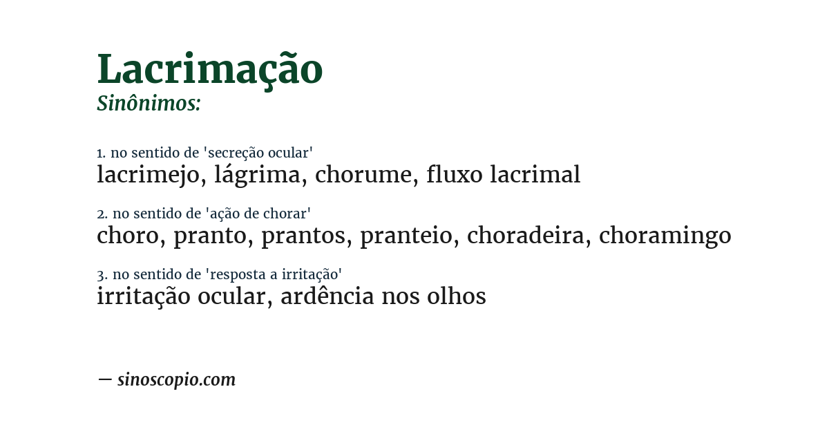 Sinônimo de lacrimação