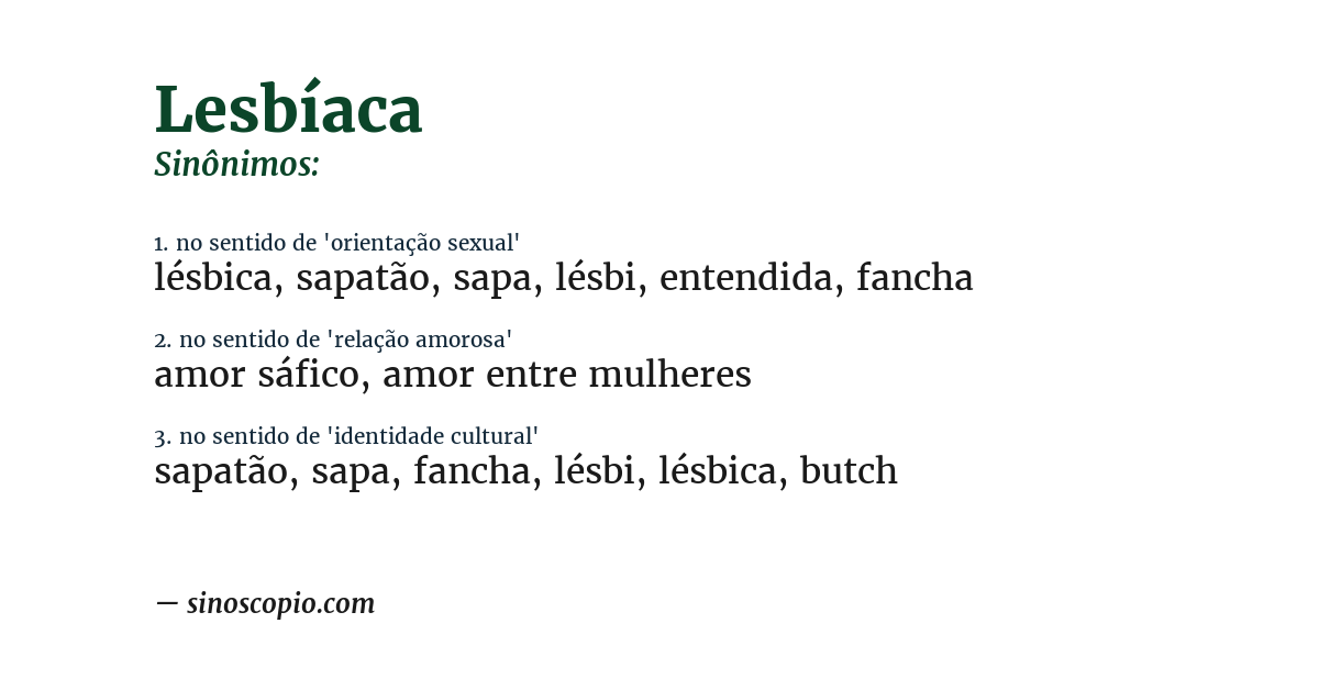 Sinônimo de lesbíaca