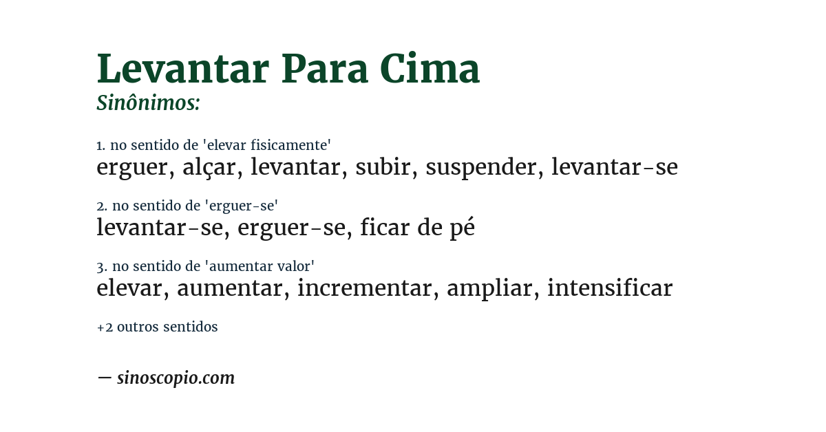 Sinônimo de levantar para cima