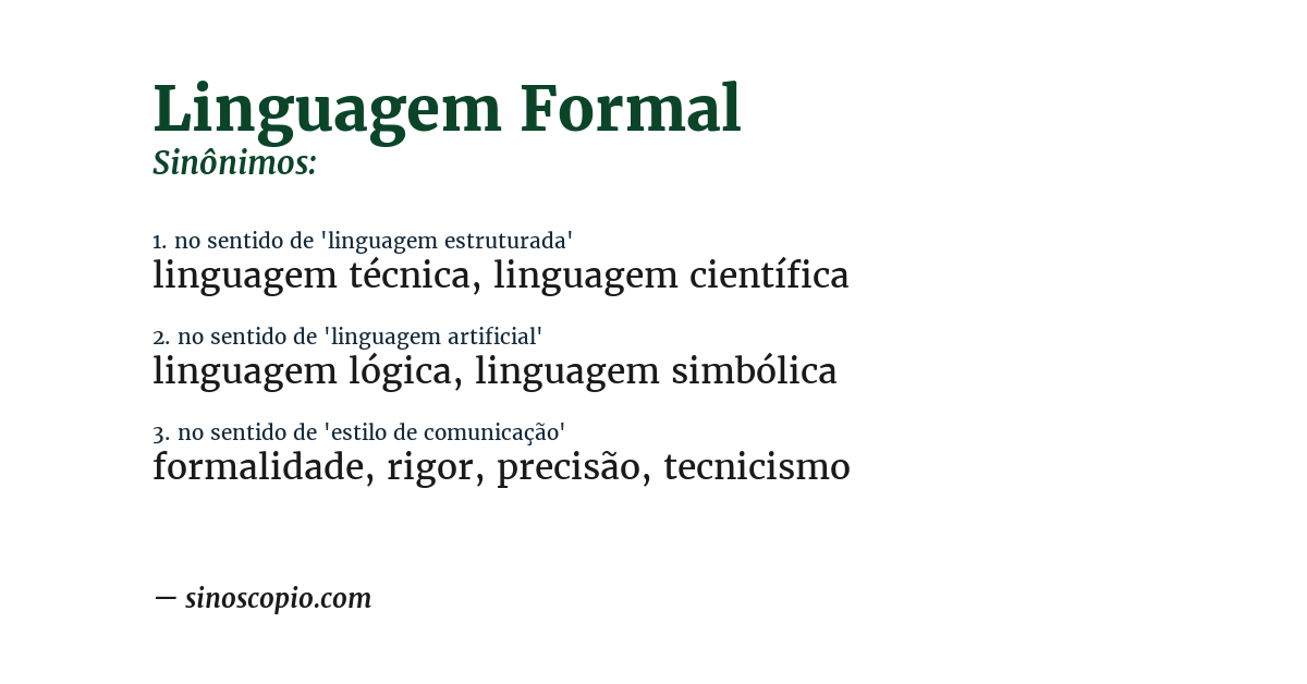 Sinônimo de linguagem formal