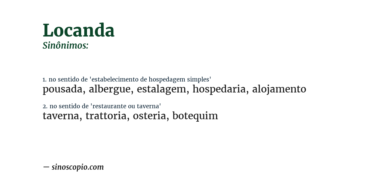 Sinônimo de locanda