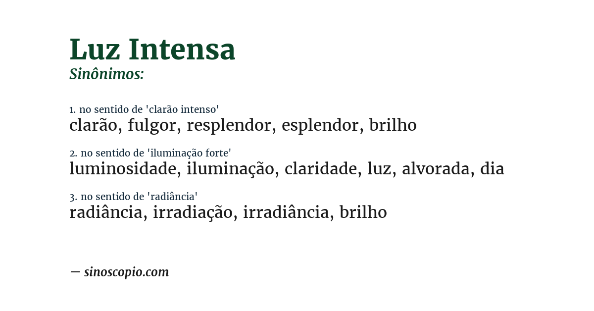 Sinônimo de luz intensa