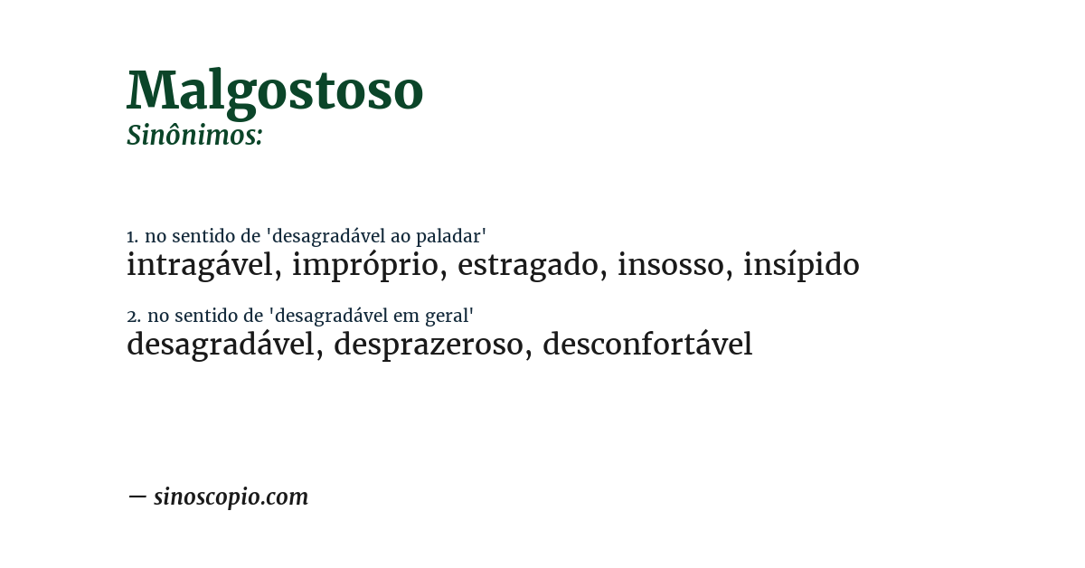Sinônimo de malgostoso