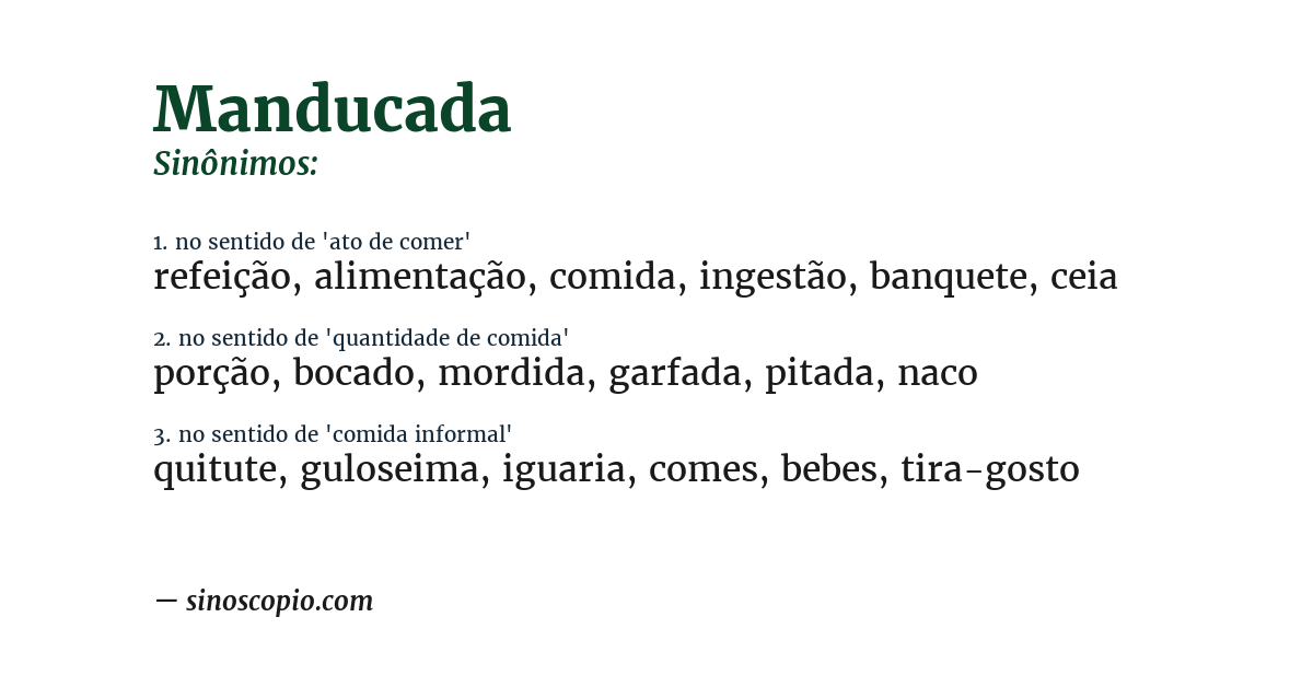 Sinônimo de manducada